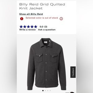 Billy Reid Grid Quilted Knit Jacket, charcoal size medium